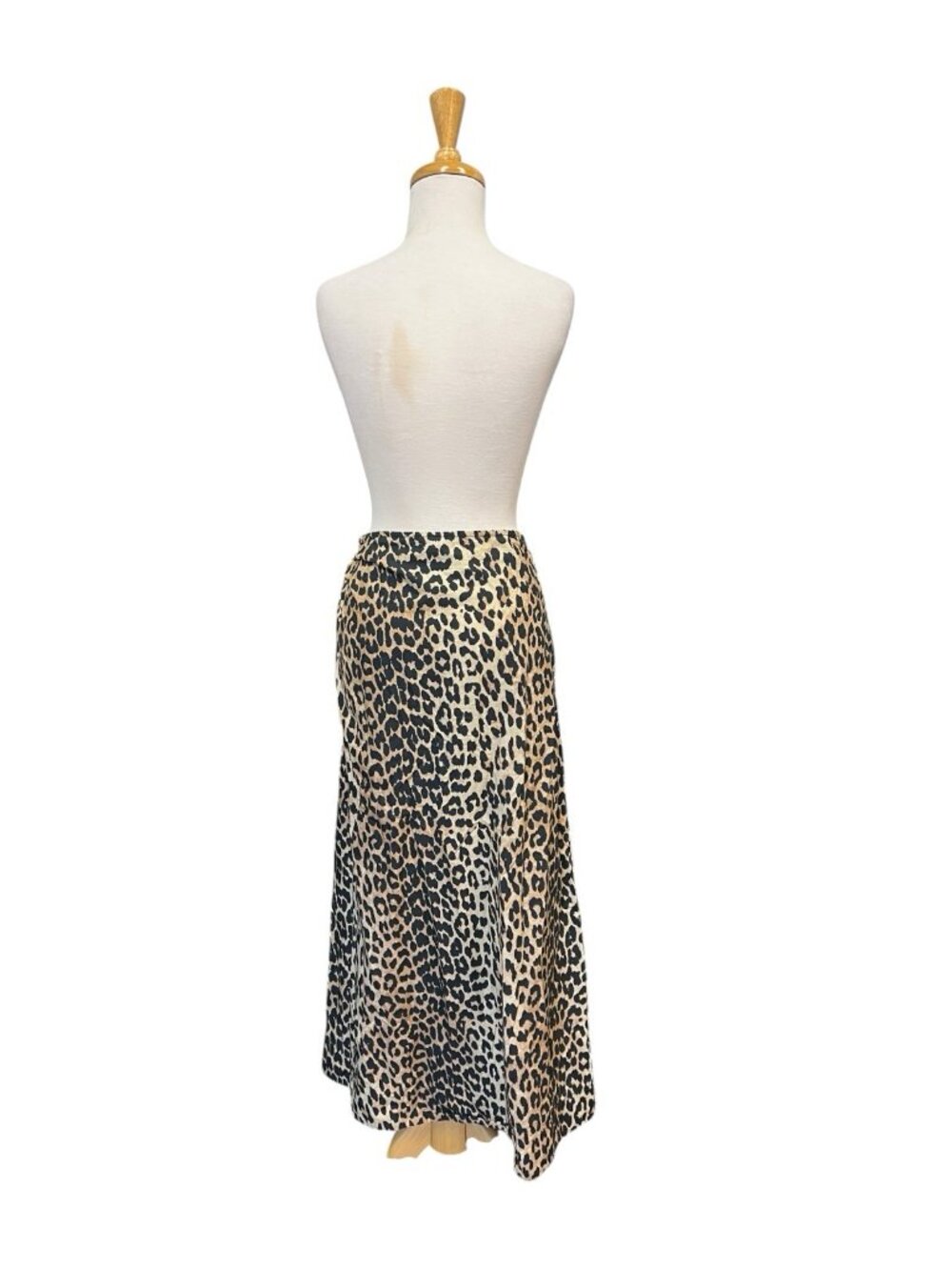 GANNI Poplin Midi Skirt Size 34 US Xs Leopard Print - Picture 3 of 9